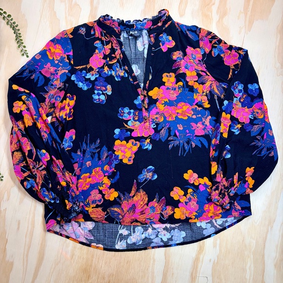 Anthropologie Tops - Anthro Maeve Colette Peasant Blouse Floral Boho Black Pink Size S
